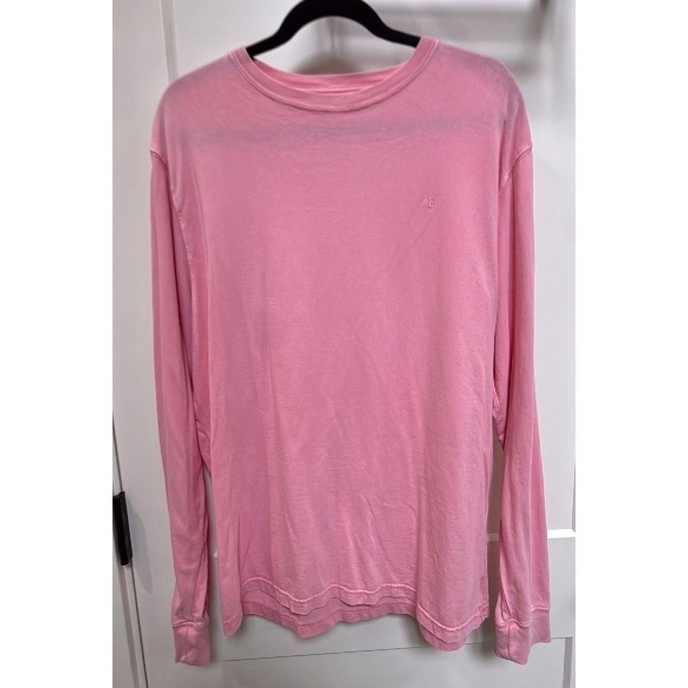 American‎ Eagle Pink Long Sleeve T Shirt Men's Large 100% Cotton